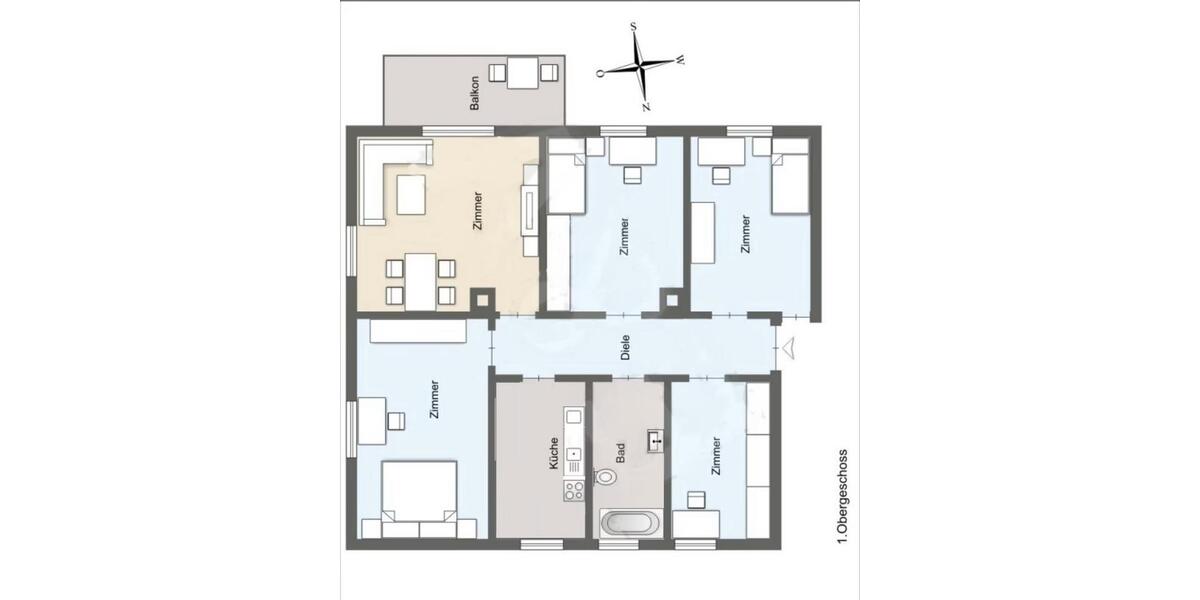 Etagenwohnung Aalen Unterkochen - 5 Zimmer, 105 m&sup2;, 1.200&euro; | Angebot:26032187