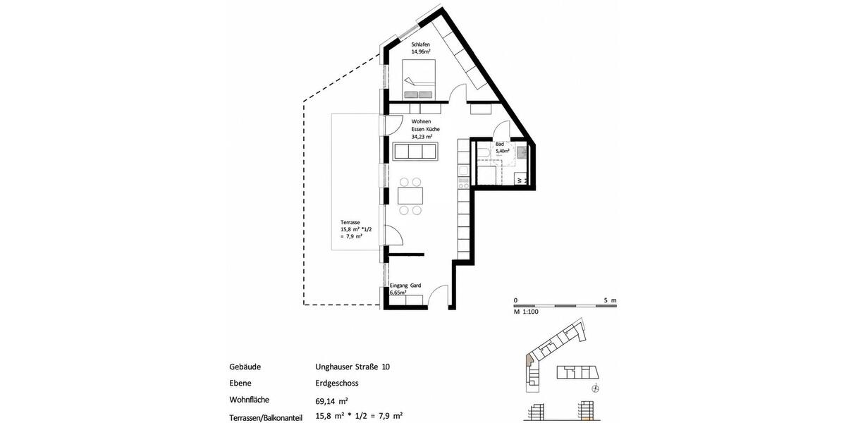 Erdgeschoßwohnung Burghausen - 2 Zimmer, 69 m&sup2;, 1.030&euro; | Angebot:26517670