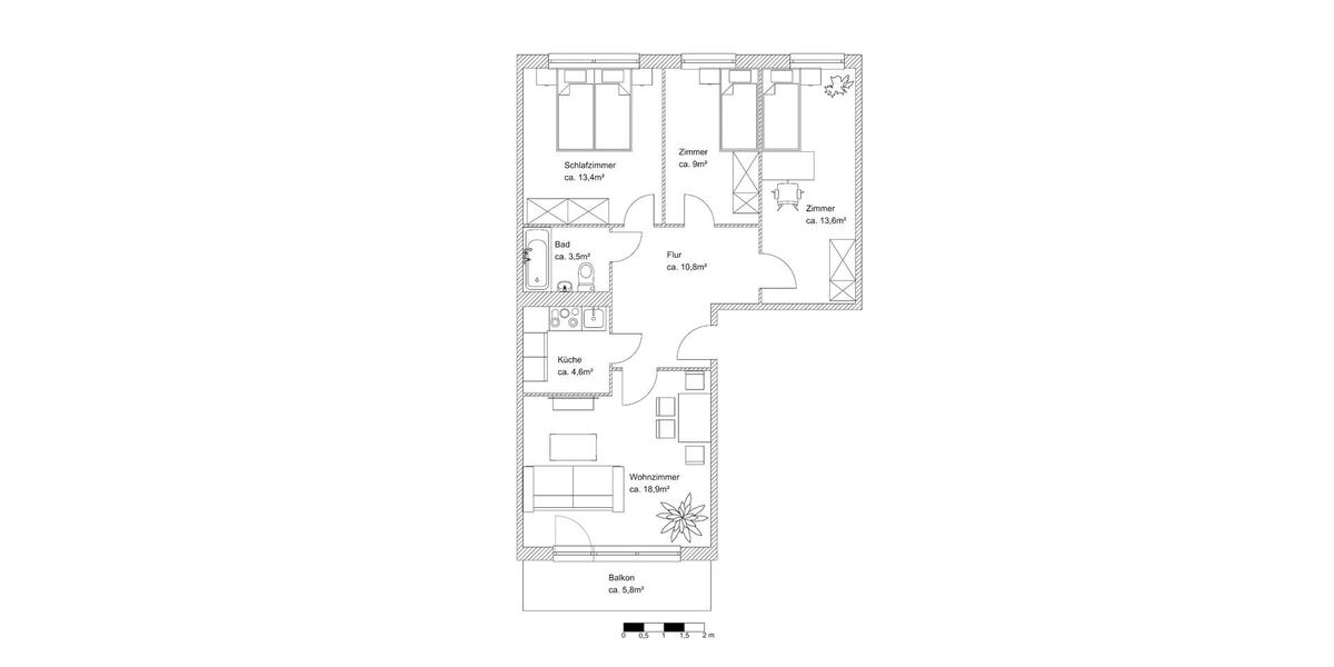 Etagenwohnung Prenzlau - 4 Zimmer, 76 m&sup2;, 505&euro; | Angebot:23247512