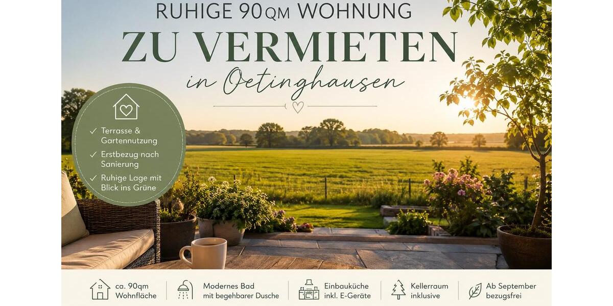 Erdgeschoßwohnung Hiddenhausen - 3.5 Zimmer, 90 m&sup2;, 950&euro; | Angebot:26522758