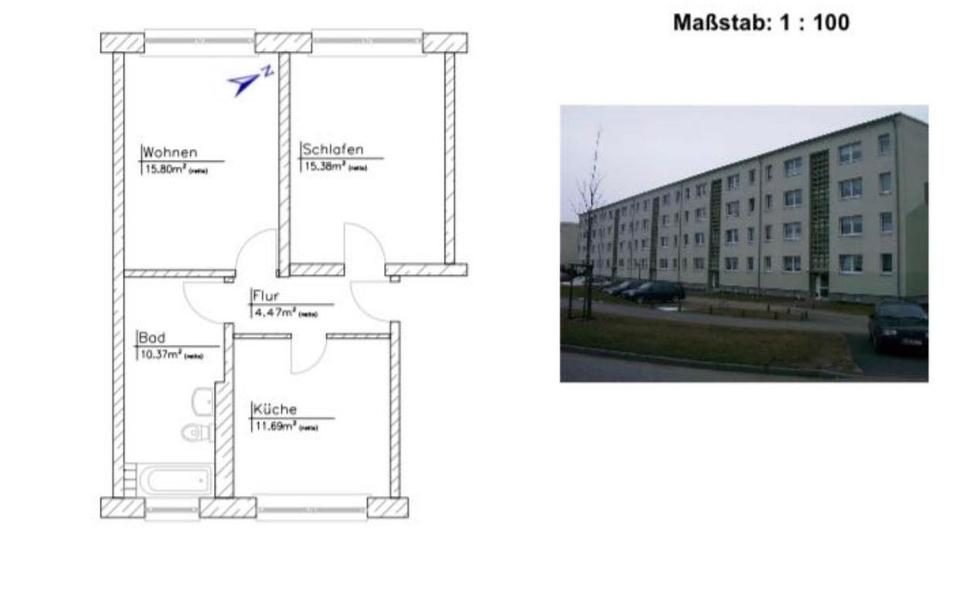 Etagenwohnung Gägelow - 2 Zimmer, 57 m&sup2;, 593&euro; | Angebot:26359808