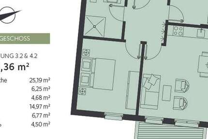 Wohnung Bentwisch - 2 Zimmer, 62 m&sup2;, 900&euro; | Angebot:25274026