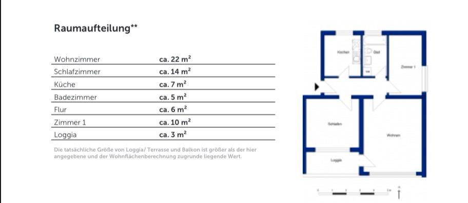 Etagenwohnung Wolfsburg Ehmen - 3 Zimmer, 67 m&sup2;, 657&euro; | Angebot:26704037