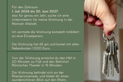 Wohnung Mainz - 2 Zimmer, 65 m&sup2;, 1.500&euro; | Angebot:26267787