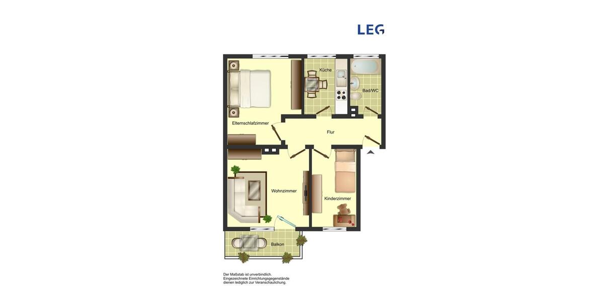 Etagenwohnung Osnabrück Nahne - 3 Zimmer, 60 m&sup2;, 573&euro; | Angebot:18864082