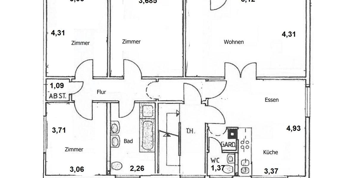 Etagenwohnung Homberg (Efze) - 4 Zimmer, 107 m&sup2;, 700&euro; | Angebot:26447850