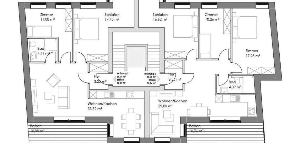 Etagenwohnung Emden Stadtzentrum - 2 Zimmer, 75 m&sup2;, 1.190&euro; | Angebot:24980057
