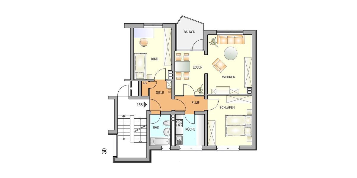Etagenwohnung Remscheid Remscheid-Süd - 3 Zimmer, 70 m&sup2;, 454&euro; | Angebot:24847211