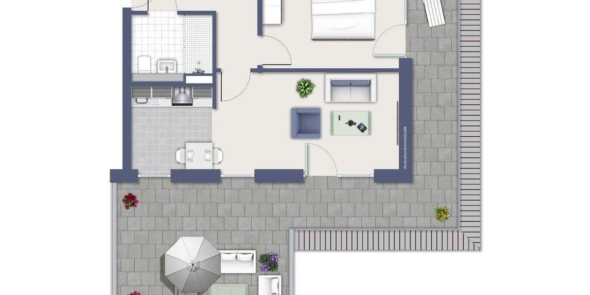 Etagenwohnung Aachen Laurensberg - 2 Zimmer, 55 m&sup2;, 990&euro; | Angebot:24132354