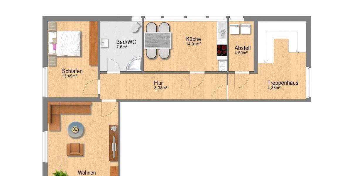 Etagenwohnung Schneverdingen Heber - 2 Zimmer, 65 m&sup2;, 585&euro; | Angebot:24424815