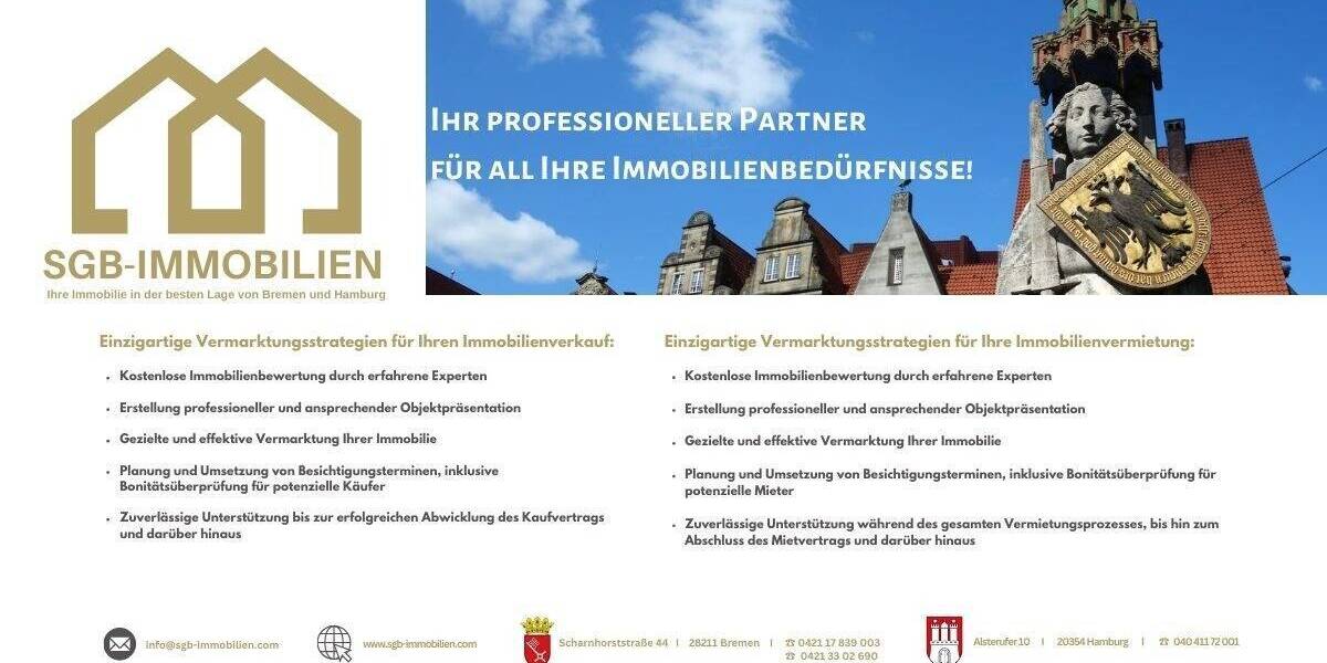 Etagenwohnung Bremen Gete - 3 Zimmer, 100 m&sup2;, 1.700&euro; | Angebot:25682148