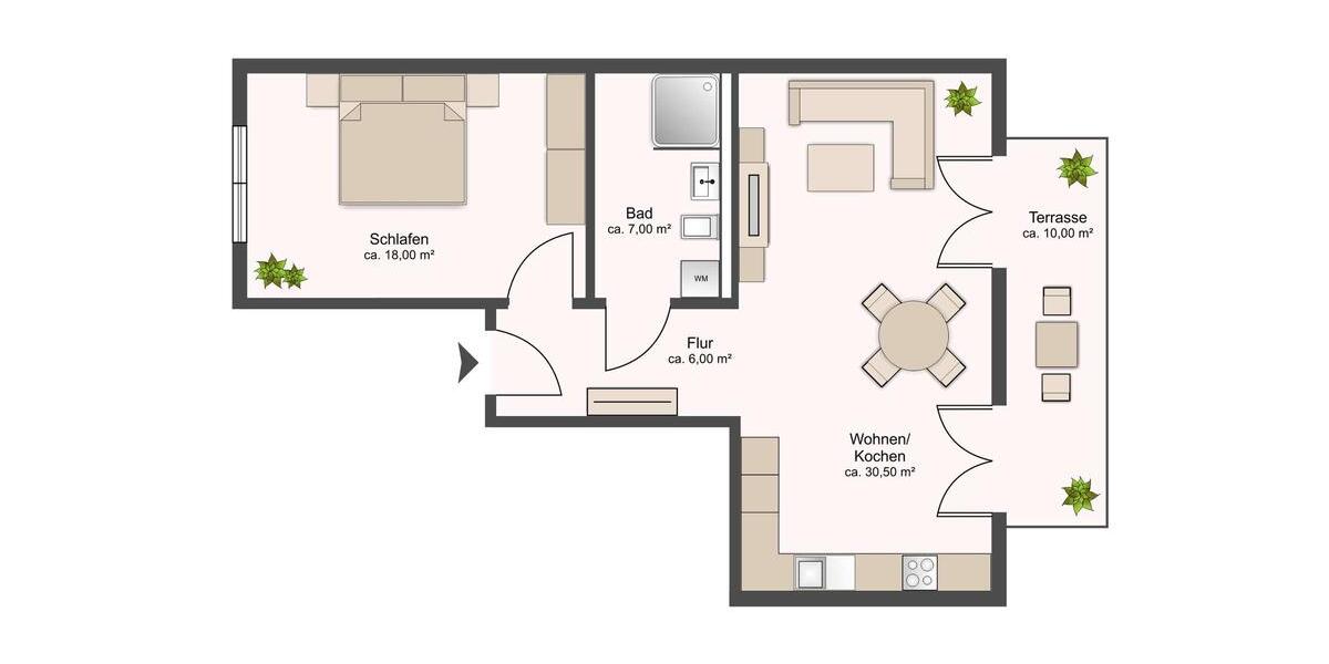 Erdgeschoßwohnung Bad Düben - 2 Zimmer, 67 m&sup2;, 750&euro; | Angebot:26676984