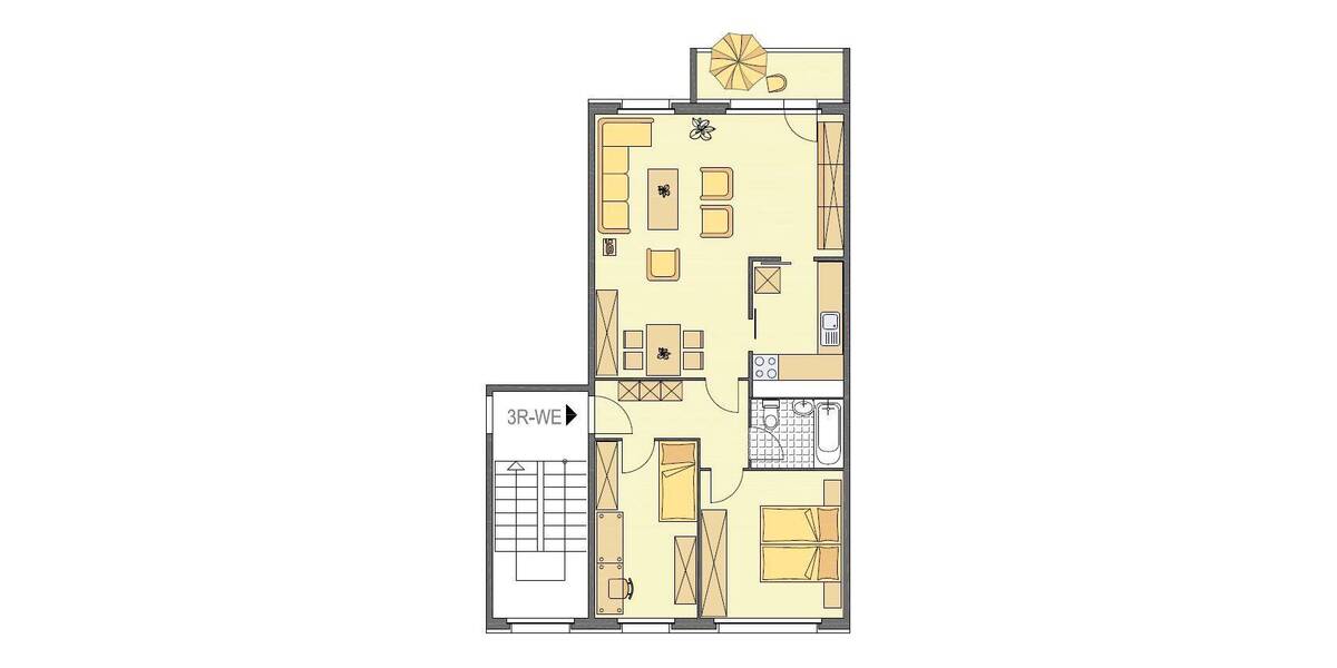 Etagenwohnung Gera Lusan - 3 Zimmer, 70 m&sup2;, 410&euro; | Angebot:26319114