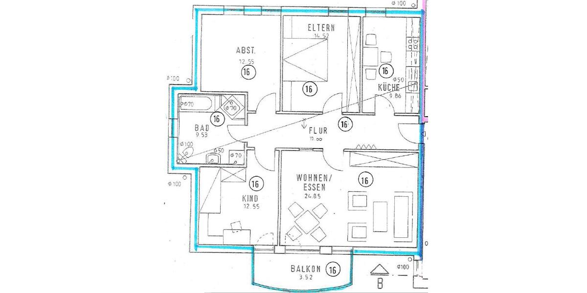 Etagenwohnung Fürstenau - 4 Zimmer, 98 m&sup2;, 590&euro; | Angebot:26001571