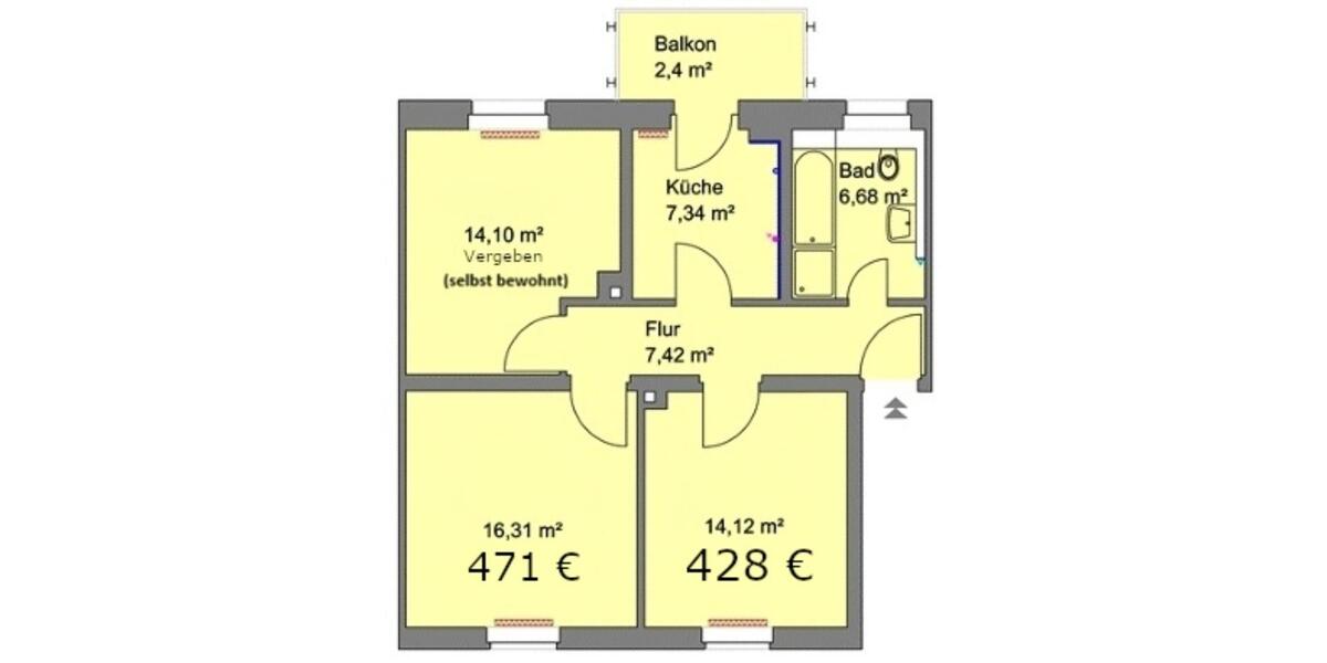 Wohnen auf Zeit Nürnberg Erlenstegen - 1 Zimmer, 14 m&sup2;, 427&euro; | Angebot:24820320