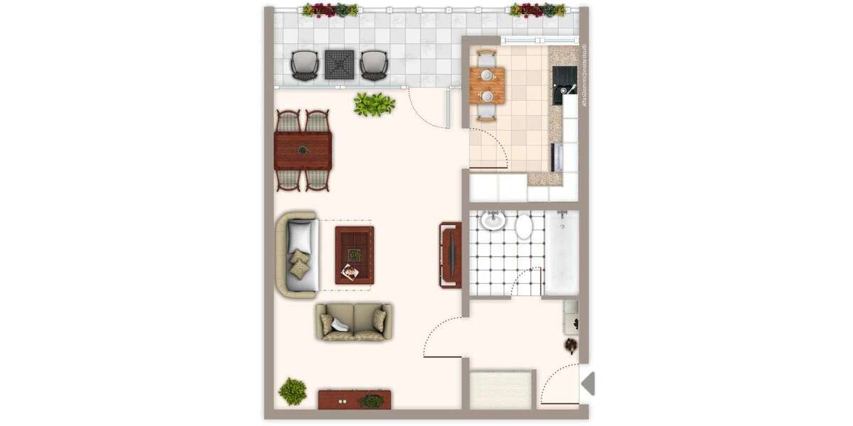 Etagenwohnung Mönchengladbach Rheydt-West - 1 Zimmer, 44 m&sup2;, 439&euro; | Angebot:26798921