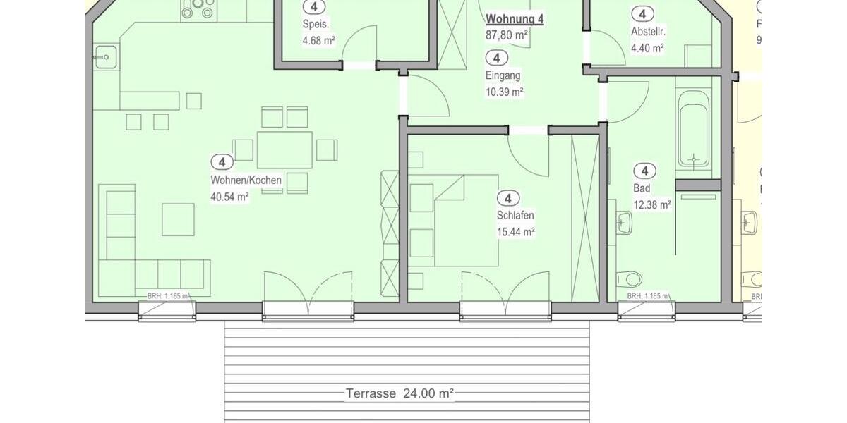Erdgeschoßwohnung Bitterfeld-Wolfen Wolfen - 2 Zimmer, 88 m&sup2;, 970&euro; | Angebot:24844429
