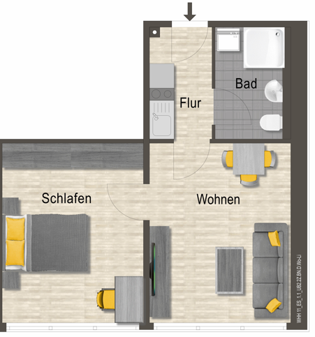Etagenwohnung Neubrandenburg - 2 Zimmer, 39 m&sup2;, 356&euro; | Angebot:25269395