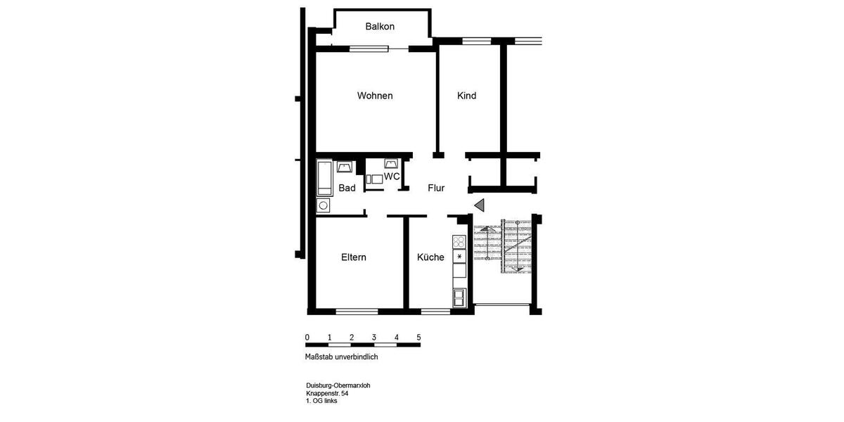 Etagenwohnung Duisburg Hamborn - 3 Zimmer, 80 m&sup2;, 589&euro; | Angebot:26306063