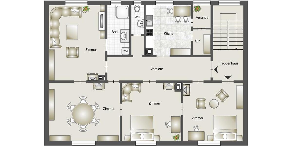 Etagenwohnung Stuttgart Bad Cannstatt - 4 Zimmer, 140 m&sup2;, 1.950&euro; | Angebot:26585778