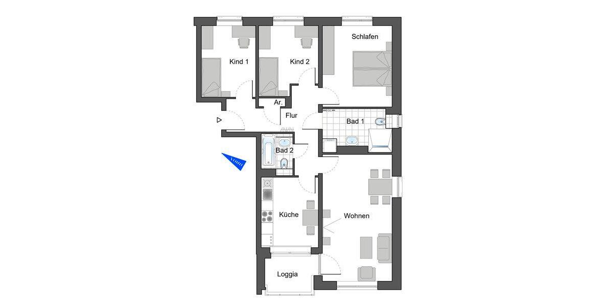 Etagenwohnung Bensheim - 4 Zimmer, 89 m&sup2;, 677&euro; | Angebot:26676763