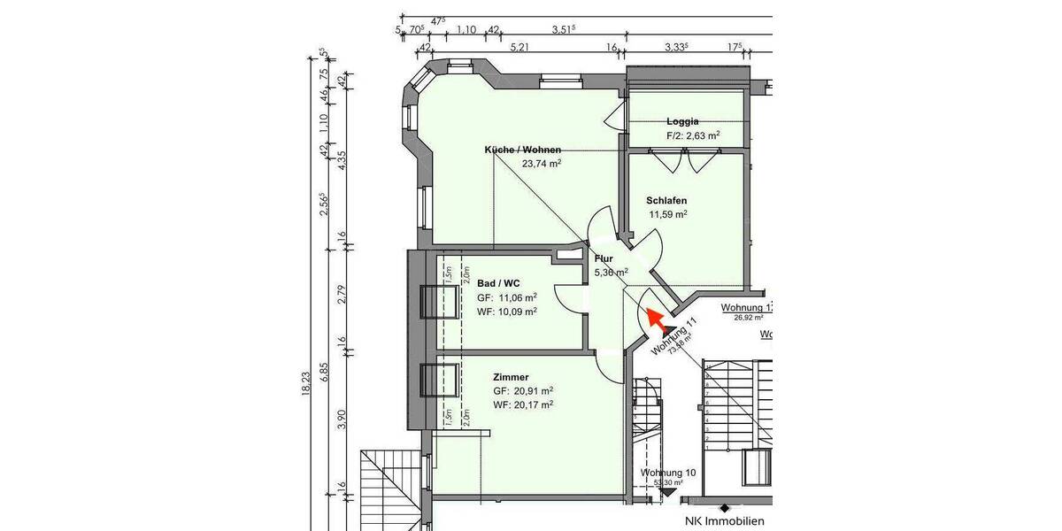 Etagenwohnung Chemnitz Sonnenberg - 3 Zimmer, 73 m&sup2;, 478&euro; | Angebot:26763901
