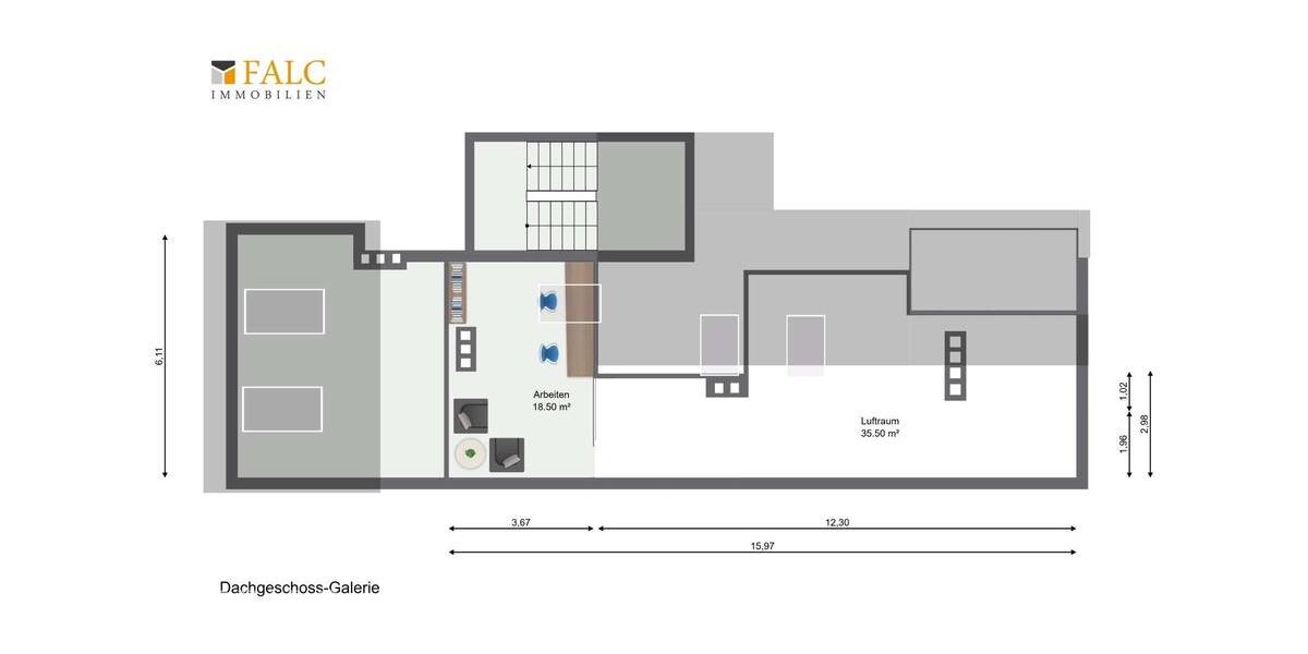 Dachgeschoßwohnung München Ludwigsvorstadt-Isarvorstadt - 2 Zimmer, 105 m&sup2;, 2.830&euro; | Angebot:26313604