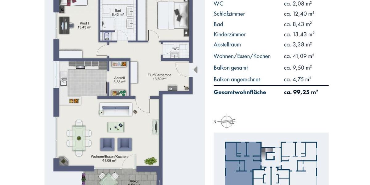 Etagenwohnung Weiden in der Oberpfalz - 3 Zimmer, 99 m&sup2;, 1.290&euro; | Angebot:26630838