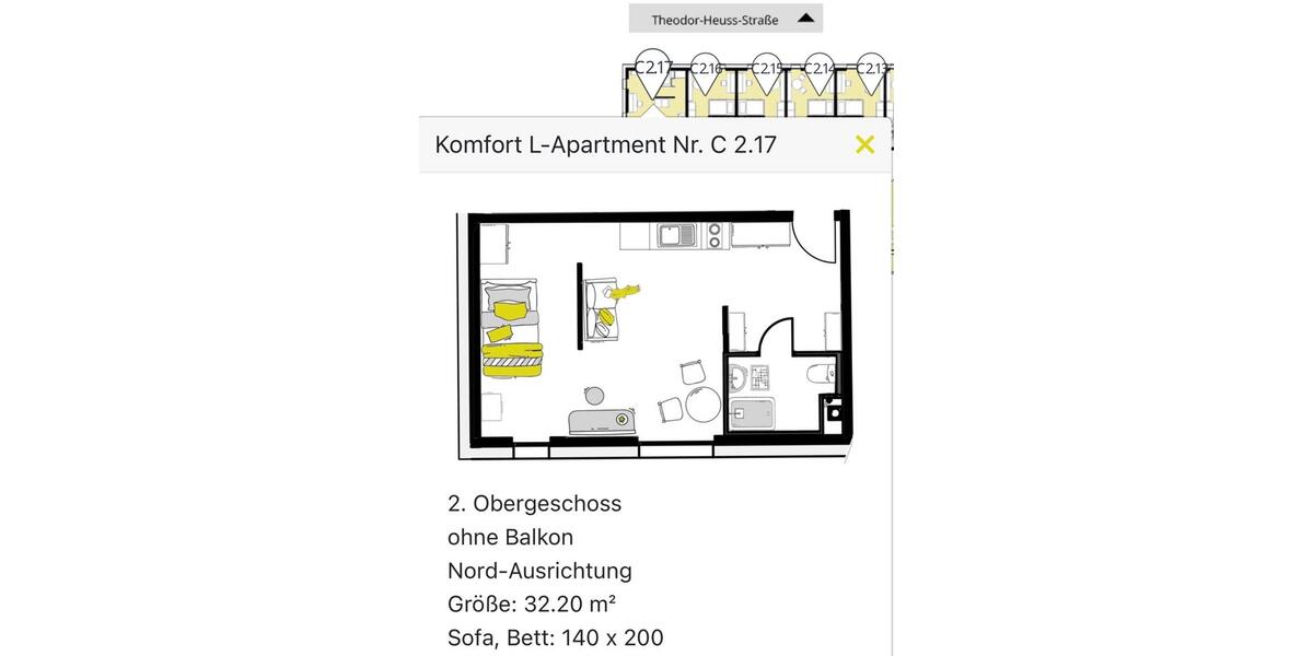 Wohnen auf Zeit Ingolstadt Nordost - 1.5 Zimmer, 32 m&sup2;, 719&euro; | Angebot:26625557