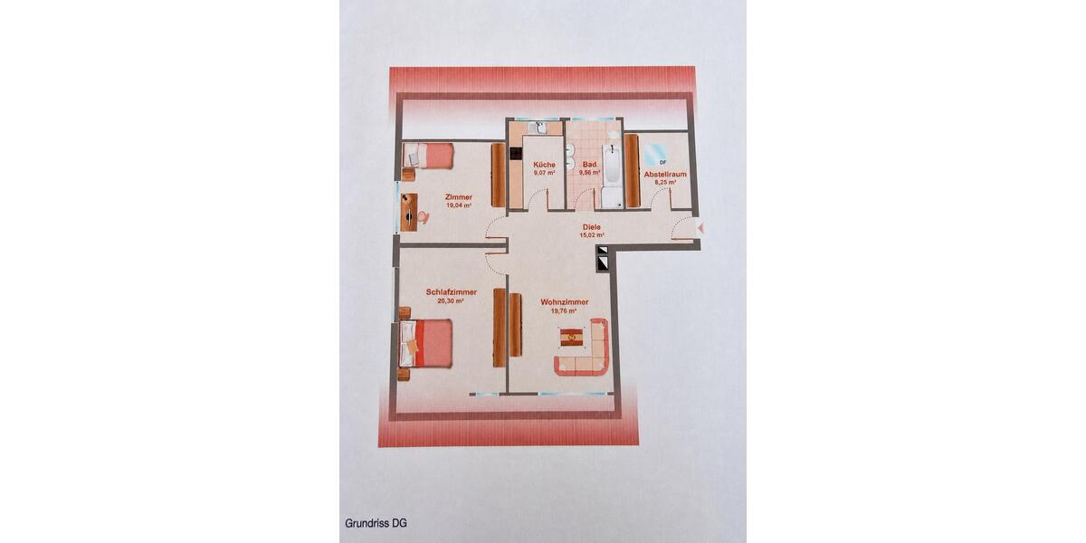 Dachgeschoßwohnung Rickenbach - 3 Zimmer, 96 m&sup2;, 1.150&euro; | Angebot:26415233