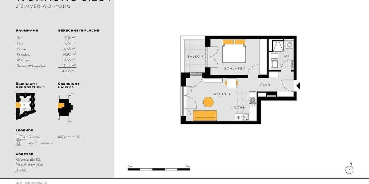Etagenwohnung Frankfurt am Main Gallus - 2 Zimmer, 49 m&sup2;, 1.230&euro; | Angebot:24486275