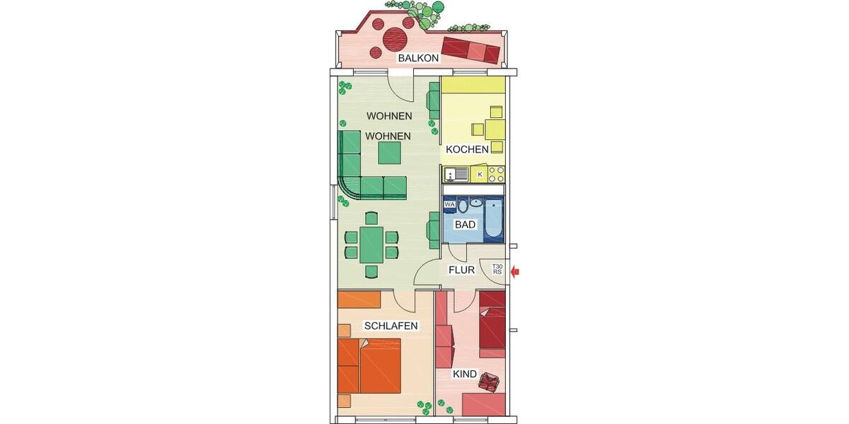 Erdgeschoßwohnung Chemnitz Markersdorf - 3 Zimmer, 71 m&sup2;, 423&euro; | Angebot:26479888