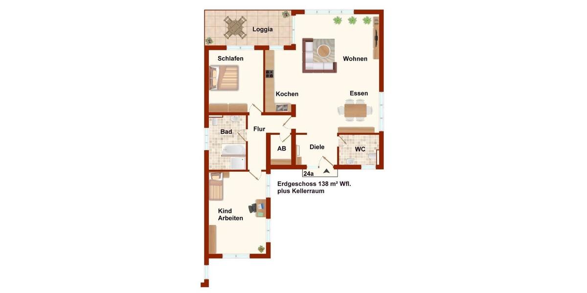 Erdgeschoßwohnung Schloß Holte-Stukenbrock Stukenbrock - 3 Zimmer, 138 m&sup2;, 1.380&euro; | Angebot:26249905