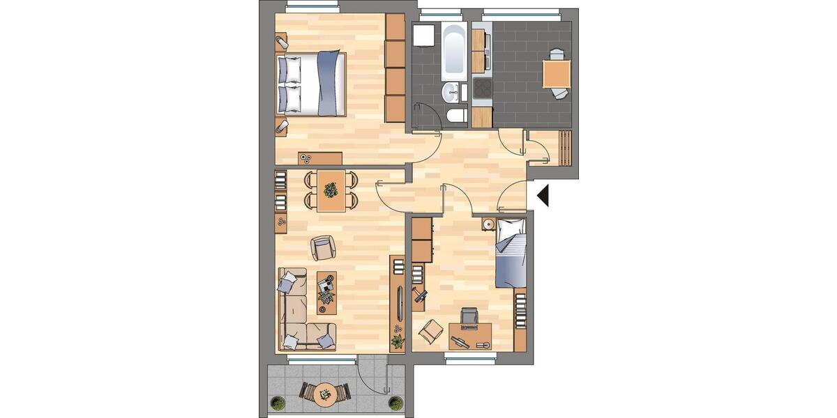 Erdgeschoßwohnung Aurich - 3 Zimmer, 69 m&sup2;, 549&euro; | Angebot:26638049