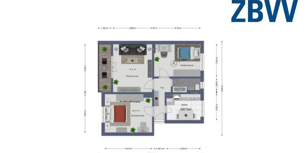 Etagenwohnung Magdeburg Cracau - 3 Zimmer, 71 m&sup2;, 469&euro; | Angebot:26798507