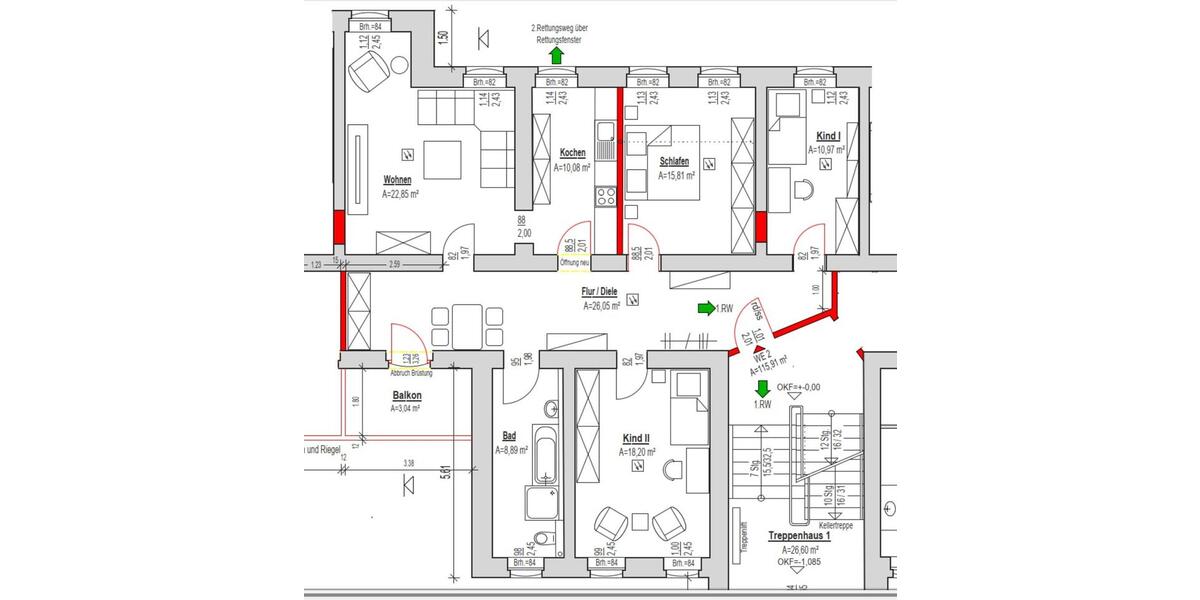 Etagenwohnung Bad Langensalza - 3 Zimmer, 100 m&sup2;, 850&euro; | Angebot:24385503