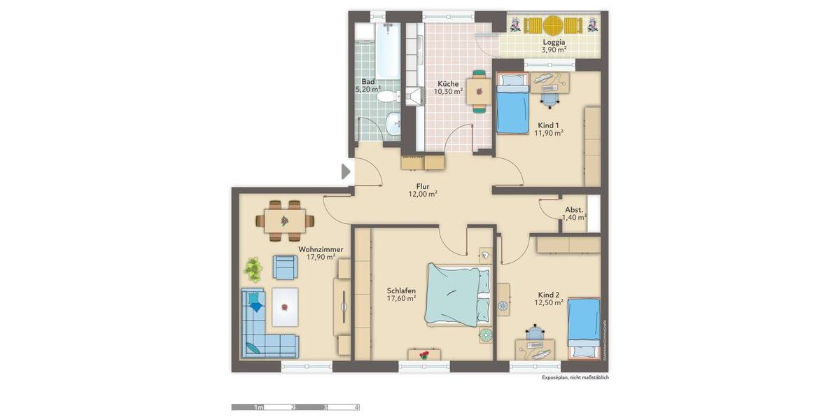 Etagenwohnung Bremerhaven Geestemünde - 4 Zimmer, 90 m&sup2;, 600&euro; | Angebot:26503150