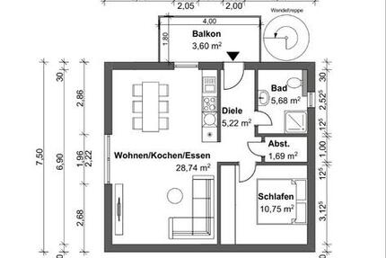 Dachgeschoss Wohnung 2 zimmer