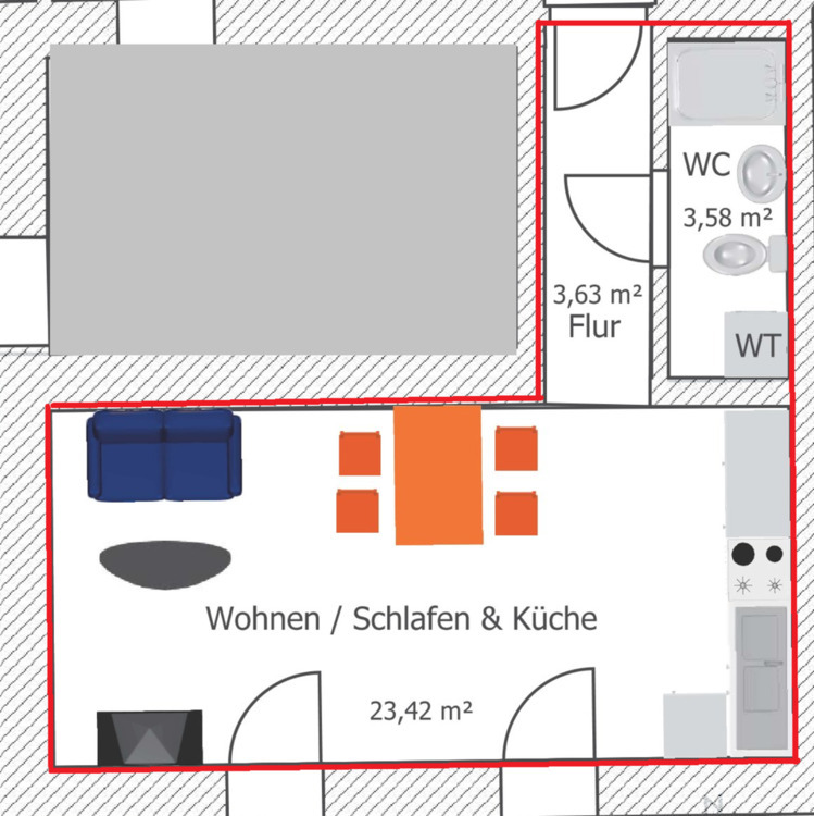 1-Zimmer-Wohnung in 75038 Oberderdingen – zentral gelegen