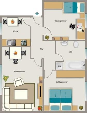 3-Zimmer-Wohnung in Marl Hamm zimmer