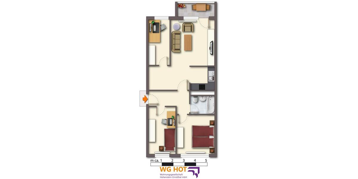 Erdgeschoßwohnung Hohenstein-Ernstthal Ernstthal - 4 Zimmer, 69 m&sup2;, 433&euro; | Angebot:24270014