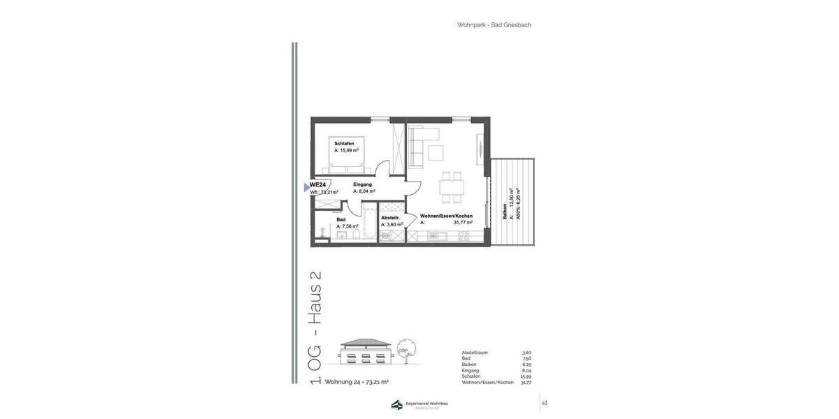 Etagenwohnung Bad Griesbach im Rottal Griesbach - 2 Zimmer, 73 m&sup2;, 810&euro; | Angebot:25712549