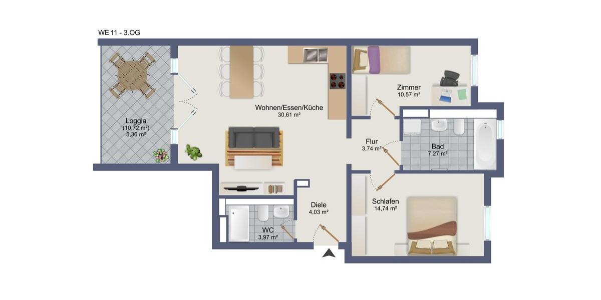 Etagenwohnung Darmstadt Darmstadt-West - 3 Zimmer, 80 m&sup2;, 1.400&euro; | Angebot:26558021