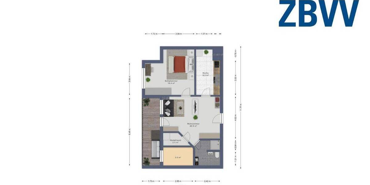 Etagenwohnung Magdeburg Neue Neustadt - 2 Zimmer, 54 m&sup2;, 349&euro; | Angebot:26820521