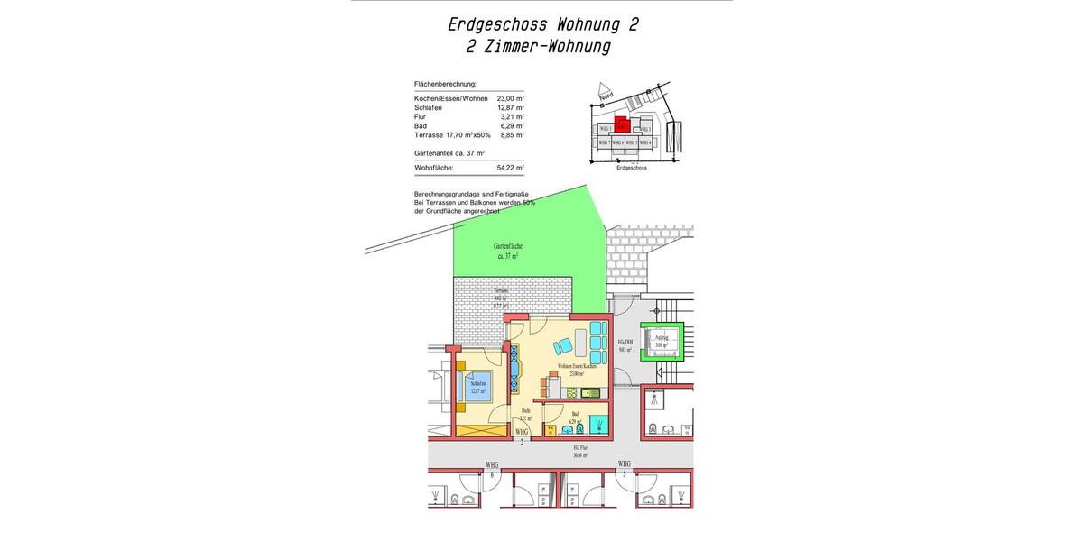 Erdgeschoßwohnung Memmingen - 2 Zimmer, 54 m&sup2;, 800&euro; | Angebot:26648224