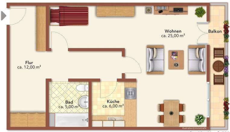Etagenwohnung Weißwasser (Oberlausitz) - 1 Zimmer, 51 m&sup2;, 275&euro; | Angebot:26345708