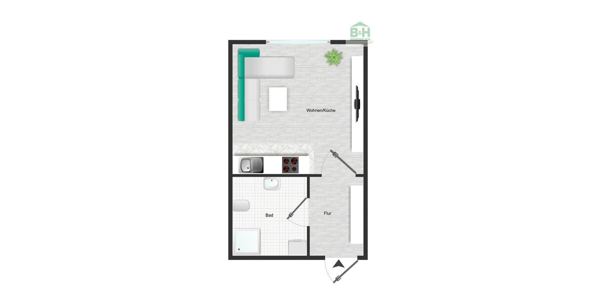 Etagenwohnung Bitterfeld-Wolfen Wolfen - 1 Zimmer, 24 m&sup2;, 201&euro; | Angebot:21186282