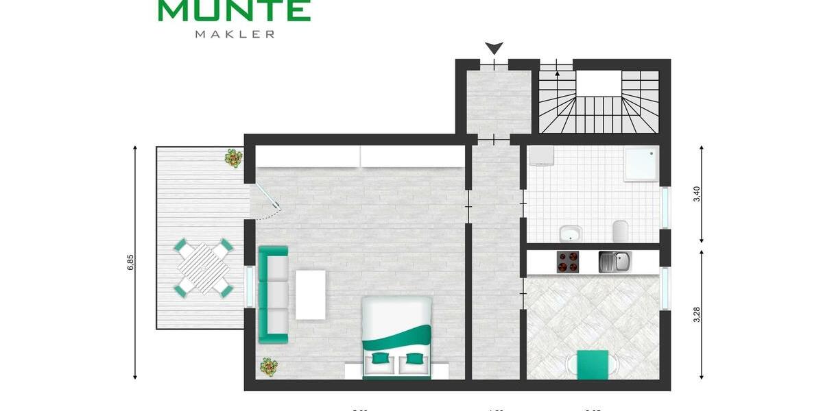 Etagenwohnung Wolfenbüttel Ahlum - 1 Zimmer, 81 m&sup2;, 810&euro; | Angebot:24637457