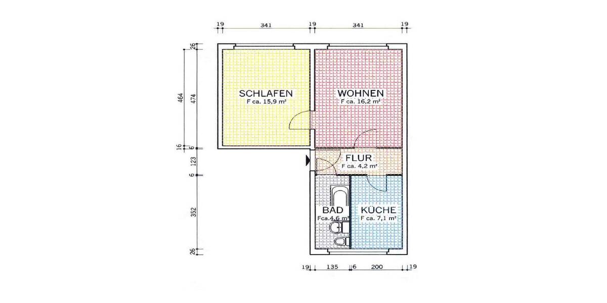 Etagenwohnung Döbeln Pommlitz - 2 Zimmer, 47 m&sup2;, 238&euro; | Angebot:26763526