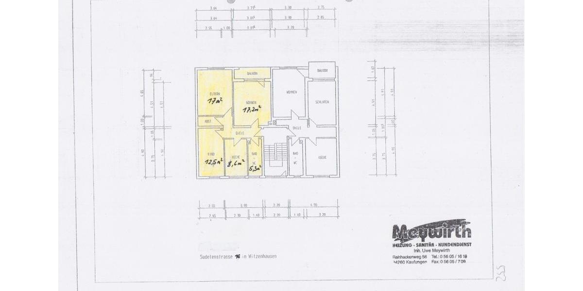 Etagenwohnung Witzenhausen - 3 Zimmer, 70 m&sup2;, 550&euro; | Angebot:26234383